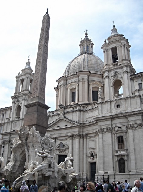 Bernini's "Four Rivers Fountain" and Borromini's Sant'Agnese, Piazza Navona, Rome