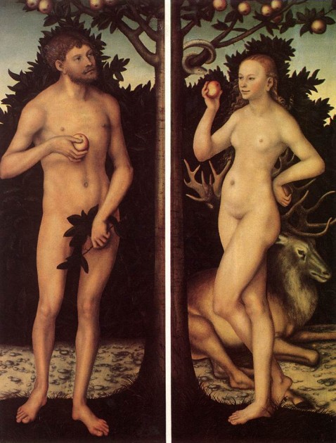 Cranach, Adam and Eve, first half of 16th century, Musées Royaux des Beaux-Arts, Brussels