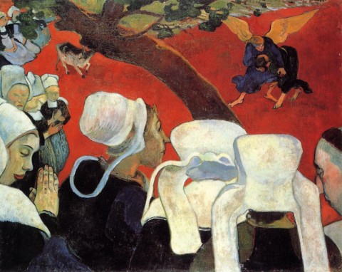 Gauguin, "The Vision After the Sermon (Jacob Wrestling the Angel)," 1888. Image courtesy WikiArt