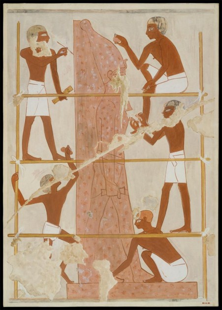 Sculptors Carving a Colossal Royal Statue, from the Tomb of Rekhmire, ca. 1504-1425 BCE