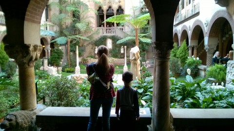 My son and I looking into the Garden Court at the Isabella Stewart Gardner Museum, March 2015