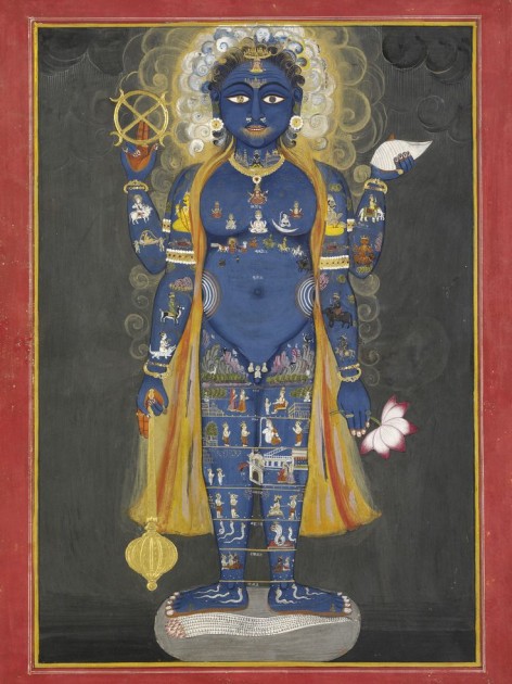 Vishnu Vishvarupa, India, Rajasthan, Jaipur, ca. 1800-20 Opaque watercolor and gold on paper, 38.5 x 28cm Victoria and Albert Museum, London
