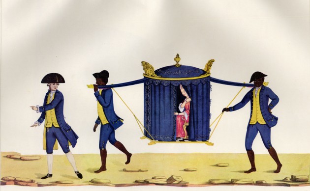 Carlos Julião, "Slaves Carrying a Sedan Chair (Palaquin)," after 1764