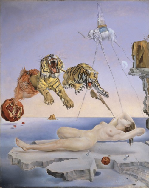 Salvador Dali, "Dream Caused by the Flight of a Bee Around a Pomegranate a Second Before Awakening," 1944.