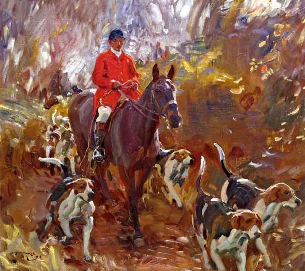Alfred Munnings, "A Huntsman and Hounds," 1906