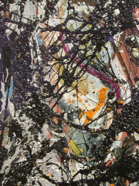Detail of Jackson Pollock's  "Sea Change," 1947. Artist and commercial oil paint, with gravel, on canvas, 57 7/8 x 44 1/8 in. (147 x 112.1 cm), Gift of Signora Peggy Guggenheim to the Seattle Art Museum