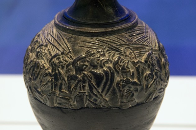 Harvester Vase rhyton, c. 1500 BCE (Minoan) from Hagia Triada. Steatite.