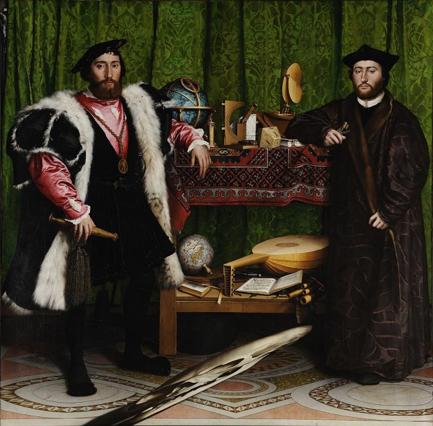 Hans Holbein the Younger, The Ambassadors, 1533. Oil on panel, 207 x 209.5 cm (81.5 x 82.5 in), National Gallery, London