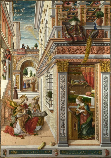 Carlo Crivelli, "The Annunciation, with Saint Emidus," 1486 (National Gallery)