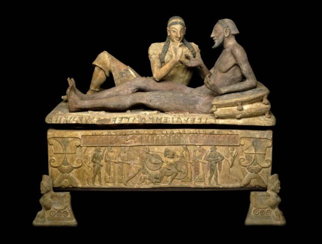 Penelli Sarcophagus, c. 1873 (forgery made to appear in the style of 550-525 BCE). British Museum.